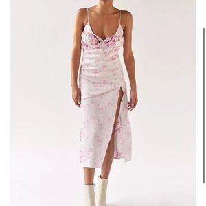 For Love and Lemons Taylor Floral Satin Coquette Girly Midi Dress Sz S